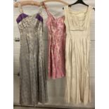 3 vintage 1950's sleeveless, full length evening dresses - 2 in floral designs. To include Lee