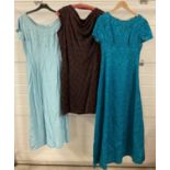 3 vintage 1960's evening dresses -2 full length and 1 knee length. To include Eastex.