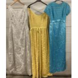 3 vintage 1950's full length evening dresses - 2 sleeveless & 1 short sleeved. 2 with lace detail.