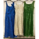 3 vintage 1950's full length, sleeveless evening dresses. To include Susan Novell of Mayfair.