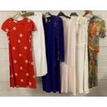 6 vintage 1980's items of clothing to include dresses and a playsuit. To include Ouiset, Hammells of