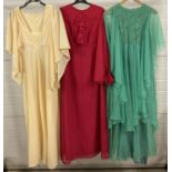 3 vintage 1970's angel sleeved maxi dresses to include Peterson Maid of London.