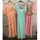 3 vintage 1970's full length bridesmaids style dresses. To include Ceremona and Berkertex Bride.