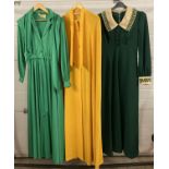 2 vintage 1970's green maxi dresses together with 1970's maxi cape in mustard. To include Dobett
