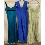 3 vintage 1950's sleeveless full length evening dresses. To include Paul Jonas.