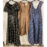 3 vintage 1950's dresses - 2 full length evening dresses. Together with a Susan Small day dress.