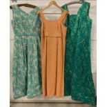 3 vintage 1960's full length evening/cocktail dresses with metallic detail. To include Netta and