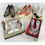 5 pairs of branded women's shoes and sandles. Taupe and black peephole shoes by Jaeger size 39,