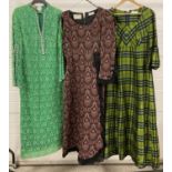 3 vintage 1960's & 60's style full length, long sleeved evening dresses. To include Yam Fashions and