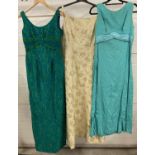 3 vintage 1960's full length, sleeveless cocktail dresses. Comprising Jean Allen, Global and