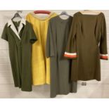 4 vintage 1960's short and mid length dresses. To include Lerose.