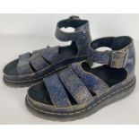 A pair of Dr Martens Clarissa Aunt Sally leather sandals in Limited Edition denim crackle. Size 4,