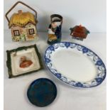 A collection of vintage ceramics to include cottage ware biscuit barrel & lidded sugar bowl and Lord