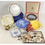 A box of assorted vintage and modern ceramics. To include: a set of 6 Niderviller, French pottery
