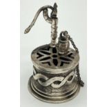 A vintage 925 silver miniature model of a water pump, with moveable parts. Marked '925 Medusa Oro
