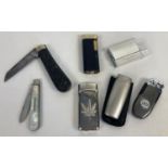 2 vintage penknives together with 5 assorted lighters. To include a Victorian silver bladed,
