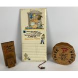 A vintage Valentine & Sons, Ltd Mabel Lucie Attwell Household Wants memo board. Together with a