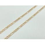 A 9ct yellow gold figaro link 16" chain, with spring clasp. Hallmarks to clasp and both hook end
