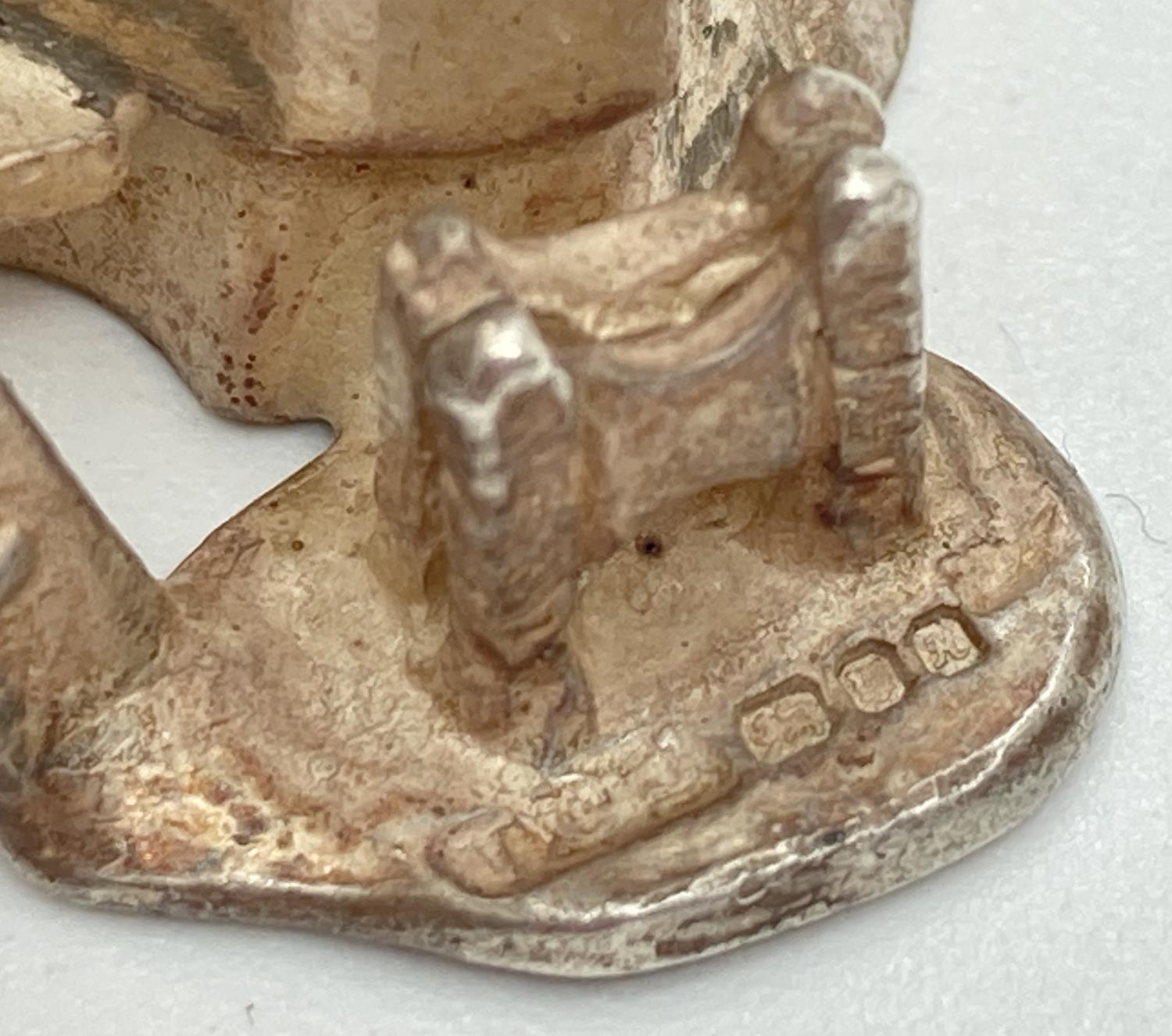 A vintage silver miniature model of a woman working a spinning wheel. Fully Hallmarked to base for - Image 4 of 4