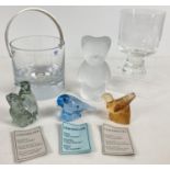 A collection of assorted Scandinavian coloured & clear glass items. To include: 3 small limited