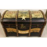 A vintage dome topped bentwood cabin trunk with later painted detail. For the Flying Cloud