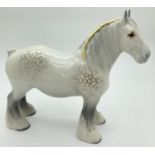 A Beswick ceramic Shire Mare horse figure #818, in grey gloss. Produced 1961-89, with circular