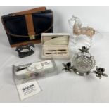 A collection of assorted misc items to include a Murano style glass horse. Together with a boxed