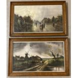 A pair of early 20th century oak framed J. W. Gozzard prints - Approach of Night & Showery Day.
