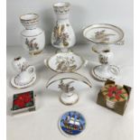 A collection of assorted vintage Greek ceramics, many matching with 24ct gold overlay detail. To