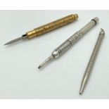 A Victorian silver cased propelling pencil by AH Woodward, with engraved detail. Fully hallmarked.