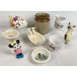 A small collection of vintage ceramics. To include Walt Disney Minnie Mouse figurine marked "