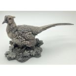 A boxed modern Comyns hallmarked silver figurine of a Cock Pheasant, rp. £249. In as new
