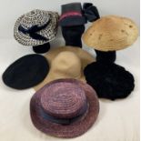 7 assorted vintage hats in assorted colours and designs to include Kangol beret and Salvation Army