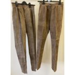 2 pairs of 1980's womens pleat front, straight leg brown suede trousers. Both size 12.