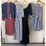 2 vintage theatre costume dresses together with 2 x 2 piece suits.