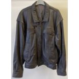 A mens vintage 1980's brown leather blouson style leather jacket with zip off arms, front zip and