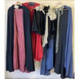 4 vintage theatre costume capes, 3 long length and 1 shorter. To include tie and button fastening.