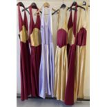 6 theatre costume satin material halter neck dresses in varying colours. With velcro fastening.