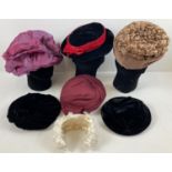 7 assorted vintage hats in varying colours & designs. To include: Peter Bettley, Alex Hogan and Chaz