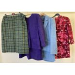 4 vintage skirts and skirt suits in varying sizes. To include a Scottish Pitlockry pale blue pure