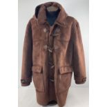 A ladies brown faux suede duffle coat by Toggi. Front zip and toggle fastening. With 2 front