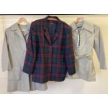 3 ladies vintage coats and jackets. A beige zip front belted jacket by Quelrayn with original