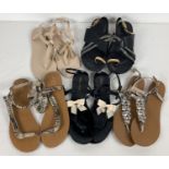 5 pairs of new & worn women's flat sandals. To include: Carvela by Kurt Geiger, Fit Flop and Miss