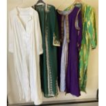 4 vintage theatre costume long length ethnic style tunics with embroidered detail.