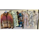 6 x 1970's womens shirts and blouses in varying patterns and materials. To include oriental design