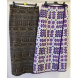 A vintage 1960's full length Welsh wool tapestry wrap skirt by Jon Ro Fashions, in cream purple