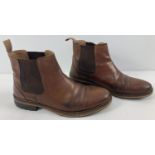 A pair of men's light brown leather Chelsea boots by Joules, size 8. Joules name to sole of boots.