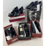 5 boxed pairs of men's and women's tap shoes in varying styles and sizes.