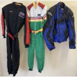 2 children's racing suits together with a Teknic motorcycle jacket (UK40).