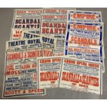 10 large paper 30" x 20" printed theatre posters for the showing of Scandals & Scanties. Showing